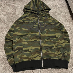 Broken Planet Zip Up Hoodie ‘Camo Green’ - Size Medium